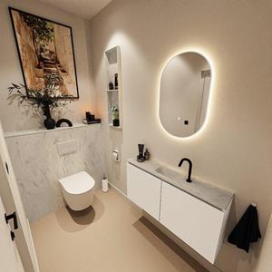 Mondiaz TURE-DLUX 100cm toiletmeubel Talc. EDEN wastafel Opalo positie midden. Met 1 kraangat. TUREDX100TALM1OPA