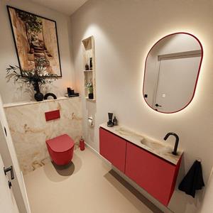 Mondiaz TURE-DLUX 100cm toiletmeubel Fire. EDEN wastafel Frappe positie rechts. Met 1 kraangat. TUREDX100FIRR1FRA
