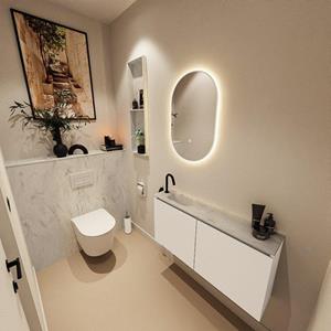 Mondiaz TURE-DLUX 100cm toiletmeubel Talc. EDEN wastafel Opalo positie links. Met 1 kraangat. TUREDX100TALL1OPA