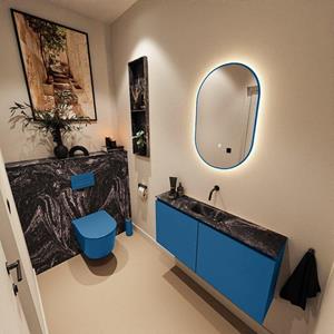 Mondiaz TURE-DLUX 100cm toiletmeubel Jeans. EDEN wastafel Lava positie midden. Zonder kraangat. TUREDX100JEAM0LAV