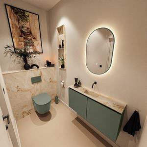 Mondiaz TURE-DLUX 100cm toiletmeubel Army. EDEN wastafel Frappe positie midden. Zonder kraangat. TUREDX100ARMM0FRA
