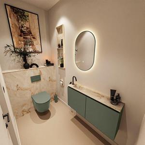 Mondiaz TURE-DLUX 100cm toiletmeubel Army. EDEN wastafel Frappe positie links. Met 1 kraangat. TUREDX100ARML1FRA