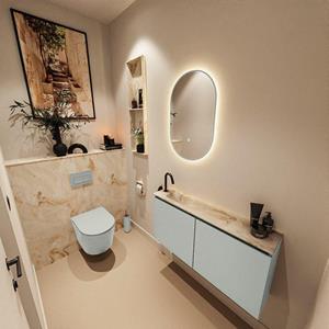 Mondiaz TURE-DLUX 100cm toiletmeubel Greey. EDEN wastafel Frappe positie links. Met 1 kraangat. TUREDX100GREL1FRA