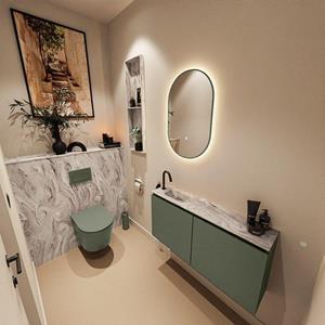 Mondiaz TURE-DLUX 100cm toiletmeubel Army. EDEN wastafel Glace positie links. Met 1 kraangat. TUREDX100ARML1GLA