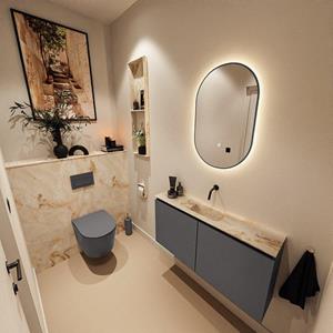 Mondiaz TURE-DLUX 100cm toiletmeubel Dark Grey. EDEN wastafel Frappe positie midden. Zonder kraangat. TUREDX100DGRM0FRA