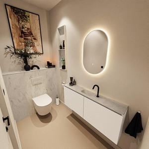 Mondiaz TURE-DLUX 120cm toiletmeubel Talc. EDEN wastafel Opalo positie midden. Met 1 kraangat. TUREDX120TALM1OPA