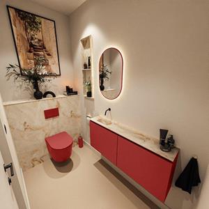 Mondiaz TURE-DLUX 120cm toiletmeubel Fire. EDEN wastafel Frappe positie links. Zonder kraangat. TUREDX120FIRL0FRA