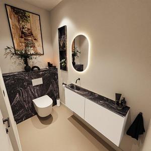 Mondiaz TURE-DLUX 120cm toiletmeubel Talc. EDEN wastafel Lava positie links. Zonder kraangat. TUREDX120TALL0LAV