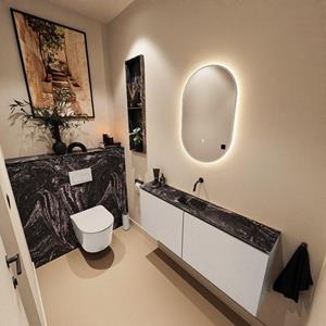 Mondiaz TURE-DLUX 120cm toiletmeubel Linen. EDEN wastafel Lava positie midden. Zonder kraangat. TUREDX120LINM0LAV