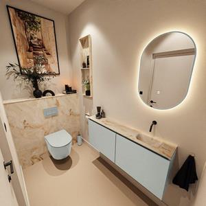 Mondiaz TURE-DLUX 120cm toiletmeubel Greey. EDEN wastafel Frappe positie rechts. Zonder kraangat. TUREDX120GRER0FRA
