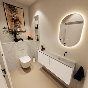 Mondiaz TURE-DLUX 120cm toiletmeubel Talc. EDEN wastafel Opalo positie rechts. Zonder kraangat. TUREDX120TALR0OPA