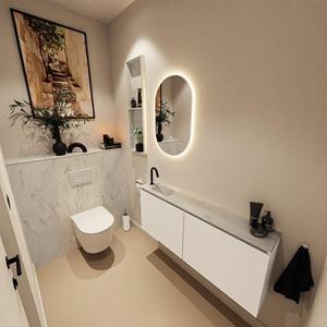 Mondiaz TURE-DLUX 120cm toiletmeubel Talc. EDEN wastafel Opalo positie links. Met 1 kraangat. TUREDX120TALL1OPA