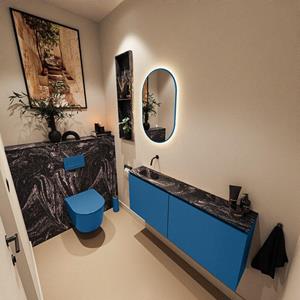 Mondiaz TURE-DLUX 120cm toiletmeubel Jeans. EDEN wastafel Lava positie links. Zonder kraangat. TUREDX120JEAL0LAV