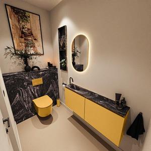 Mondiaz TURE-DLUX 120cm toiletmeubel Ocher. EDEN wastafel Lava positie links. Met 1 kraangat. TUREDX120OCHL1LAV
