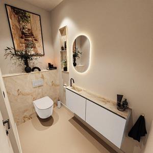 Mondiaz TURE-DLUX 120cm toiletmeubel Linen. EDEN wastafel Frappe positie links. Met 1 kraangat. TUREDX120LINL1FRA