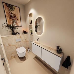 Mondiaz TURE-DLUX 120cm toiletmeubel Linen. EDEN wastafel Frappe positie links. Zonder kraangat. TUREDX120LINL0FRA