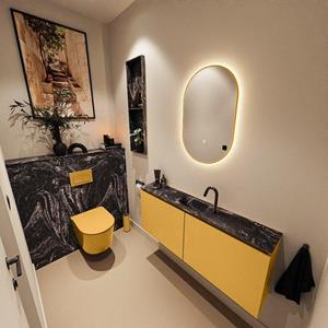 Mondiaz TURE-DLUX 120cm toiletmeubel Ocher. EDEN wastafel Lava positie midden. Met 1 kraangat. TUREDX120OCHM1LAV