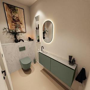Mondiaz TURE-DLUX 120cm toiletmeubel Army. EDEN wastafel Opalo positie links. Met 1 kraangat. TUREDX120ARML1OPA