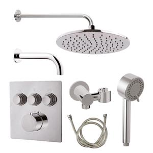 Wiesbaden Caral badset - 3 functies - handdouche 3 standen - hoofddouche 25cm - met garnituur - chroom SW10540 / SW10542 / SW62516 / SW647695 / SW717346