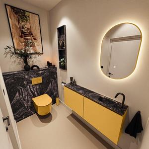 Mondiaz TURE-DLUX 120cm toiletmeubel Ocher. EDEN wastafel Lava positie rechts. Met 1 kraangat. TUREDX120OCHR1LAV
