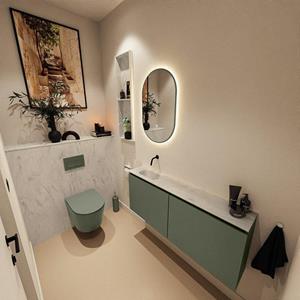 Mondiaz TURE-DLUX 120cm toiletmeubel Army. EDEN wastafel Opalo positie links. Zonder kraangat. TUREDX120ARML0OPA
