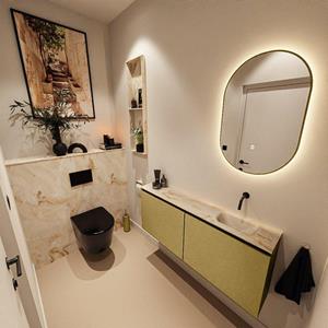 Mondiaz TURE-DLUX 120cm toiletmeubel Oro. EDEN wastafel Frappe positie rechts. Zonder kraangat. TUREDX120OROR0FRA