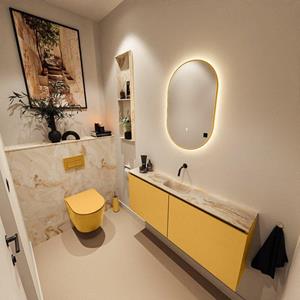 Mondiaz TURE-DLUX 120cm toiletmeubel Ocher. EDEN wastafel Frappe positie midden. Zonder kraangat. TUREDX120OCHM0FRA