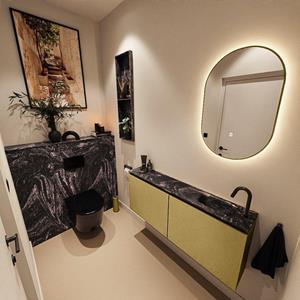Mondiaz TURE-DLUX 120cm toiletmeubel Oro. EDEN wastafel Lava positie rechts. Met 1 kraangat. TUREDX120OROR1LAV