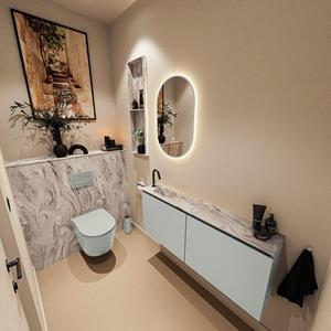 Mondiaz TURE-DLUX 120cm toiletmeubel Greey. EDEN wastafel Glace positie links. Met 1 kraangat. TUREDX120GREL1GLA