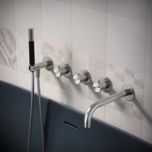 Hotbath Archie Afbouwdeel met inbouwdeel voor Inbouw bad/douche thermostaat 2 stopkranen met uitloop RVS AR7072EXTIX/HBCB7072