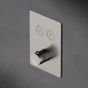 Hotbath Cobber Inbouwthermostaat met 2 pushbuttons rechthoek geborsteld messing (goud) HBPB009 / PB009QEXTBB