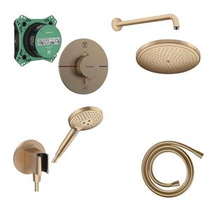 Hansgrohe Showerselect Doucheset - inbouwdeel - thermostaatkraan - hoofddouche - ecosmart - douchearm - handdouchehouder - doucheslang - handdouche - ecosmart - brushed bronze SW918119/SW918113/SW4817