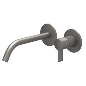 Ivy Pact Wastafelmengkraan - 2-gats - gebogen uitloop - met inbouwdeel - geborsteld metal black PVD SW1030836/SW1030894