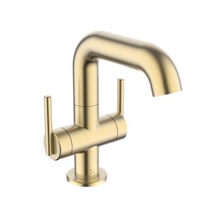 Crosswater 3ONE6 Wastafelkraan - opbouw - 2 hendels - 18.5cm - RVS geborsteld messing TL116DNSF