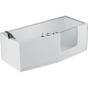 Iris Combi bad acryl rechts met deur en met 2 panelen 170x70x62cm met frame wit iri217080cd-a2