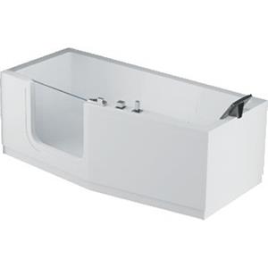 Iris Ligbad 180x85x62cm 52cm met gat met overloop Kunststof Wit IRI218085CS-A0
