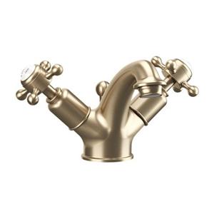 Belgravia Wastafelkraan - kruisgreep - popup waste - geborsteld nickel BL110DPF