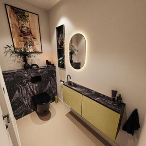 Mondiaz TURE-DLUX 120cm toiletmeubel Oro. EDEN wastafel Lava positie links. Met 1 kraangat. TUREDX120OROL1LAV