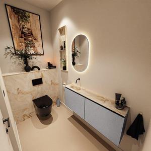 Mondiaz TURE-DLUX 120cm toiletmeubel Plata. EDEN wastafel Frappe positie links. Zonder kraangat. TUREDX120PLAL0FRA