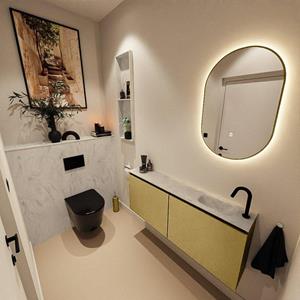 Mondiaz TURE-DLUX 120cm toiletmeubel Oro. EDEN wastafel Opalo positie rechts. Met 1 kraangat. TUREDX120OROR1OPA