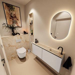 Mondiaz TURE-DLUX 120cm toiletmeubel Linen. EDEN wastafel Frappe positie rechts. Met 1 kraangat. TUREDX120LINR1FRA