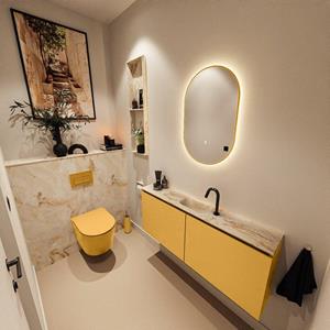 Mondiaz TURE-DLUX 120cm toiletmeubel Ocher. EDEN wastafel Frappe positie midden. Met 1 kraangat. TUREDX120OCHM1FRA