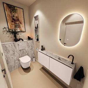 Mondiaz TURE-DLUX 120cm toiletmeubel Rosee. EDEN wastafel Glace positie rechts. Met 1 kraangat. TUREDX120ROSR1GLA
