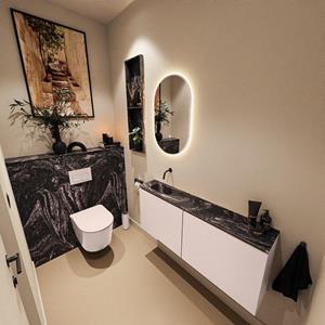 Mondiaz TURE-DLUX 120cm toiletmeubel Rosee. EDEN wastafel Lava positie links. Zonder kraangat. TUREDX120ROSL0LAV
