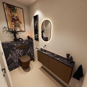 Mondiaz TURE-DLUX 120cm toiletmeubel Rust. EDEN wastafel Lava positie links. Zonder kraangat. TUREDX120RUSL0LAV