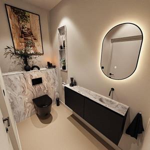 Mondiaz TURE-DLUX 120cm toiletmeubel Urban. EDEN wastafel Glace positie rechts. Zonder kraangat. TUREDX120URBR0GLA