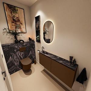 Mondiaz TURE-DLUX 120cm toiletmeubel Rust. EDEN wastafel Lava positie links. Met 1 kraangat. TUREDX120RUSL1LAV