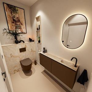 Mondiaz TURE-DLUX 120cm toiletmeubel Rust. EDEN wastafel Frappe positie rechts. Met 1 kraangat. TUREDX120RUSR1FRA