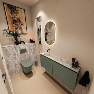 Mondiaz TURE-DLUX 120cm toiletmeubel Army. EDEN wastafel Glace positie links. Zonder kraangat. TUREDX120ARML0GLA