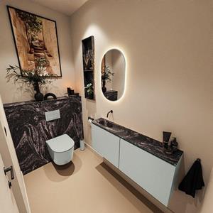 Mondiaz TURE-DLUX 120cm toiletmeubel Greey. EDEN wastafel Lava positie links. Zonder kraangat. TUREDX120GREL0LAV